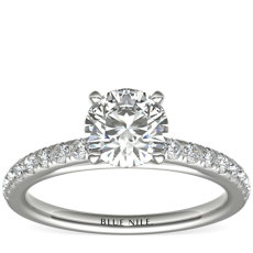 Riviera Mid-Cathedral Pavé Diamond Engagement Ring in 14k White Gold (1/4 ct. tw.)